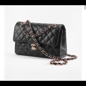 Chanel Small Black Lambskin Classic Flap w/ Rose Gold Hardware